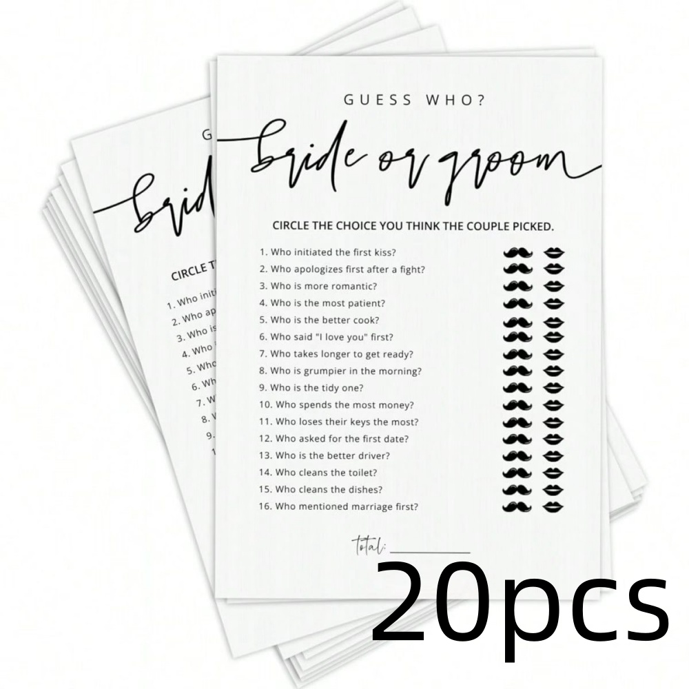 Party Games Bridal Shower - 20 Pezzi Carte da Gioco per